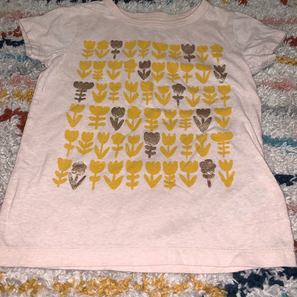 Crewcuts Pink Tee with Yellow Floral Design